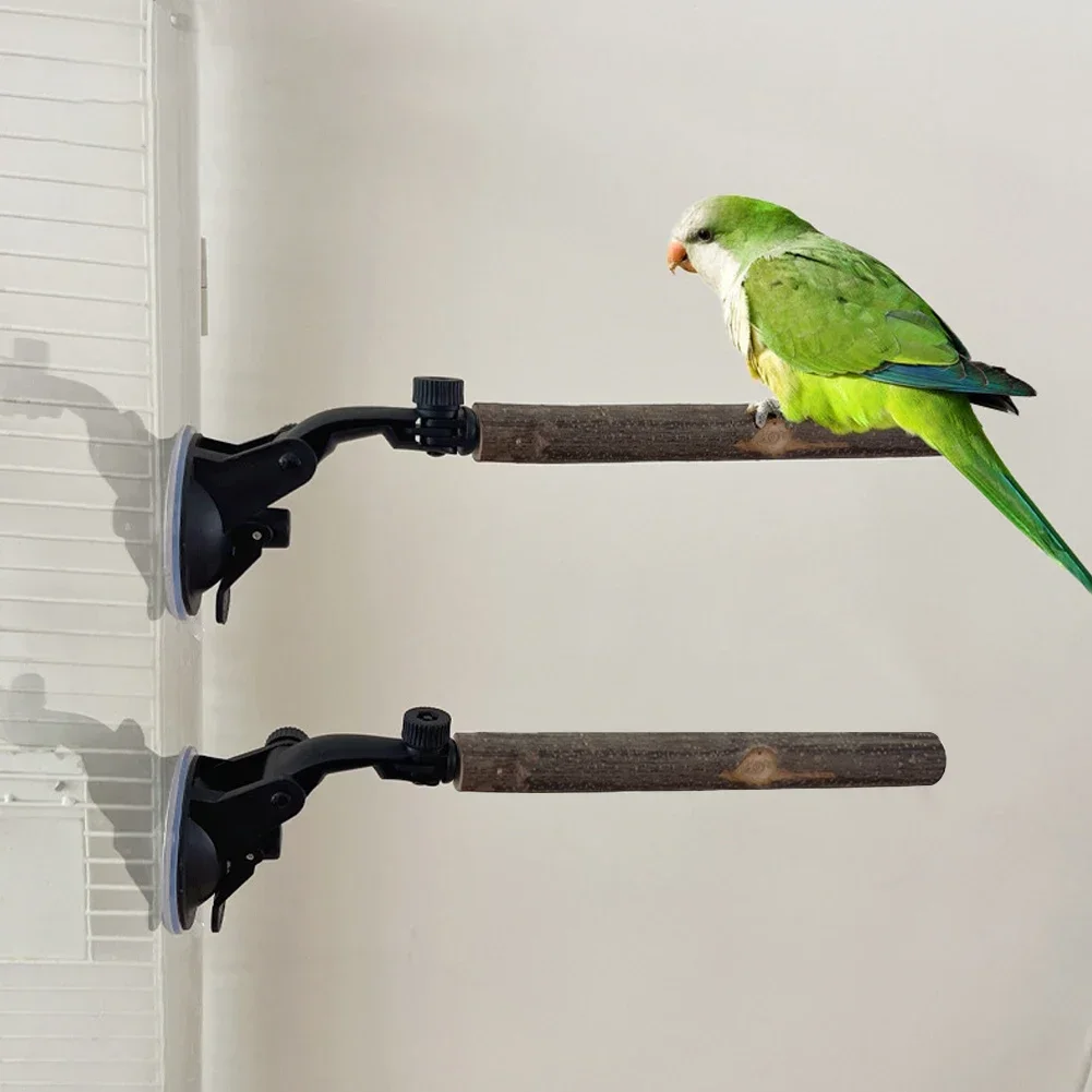 Wood Parrot Perch Prevent Slip Interactive Bird Window Perch Stand With Suction Cups For Small 1005006961872384