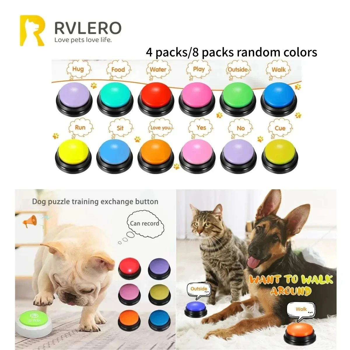 Dog Communication Buttons Voice Recording Button for Pet Training Buzzer 30 Second Record Playback 1005006966541574