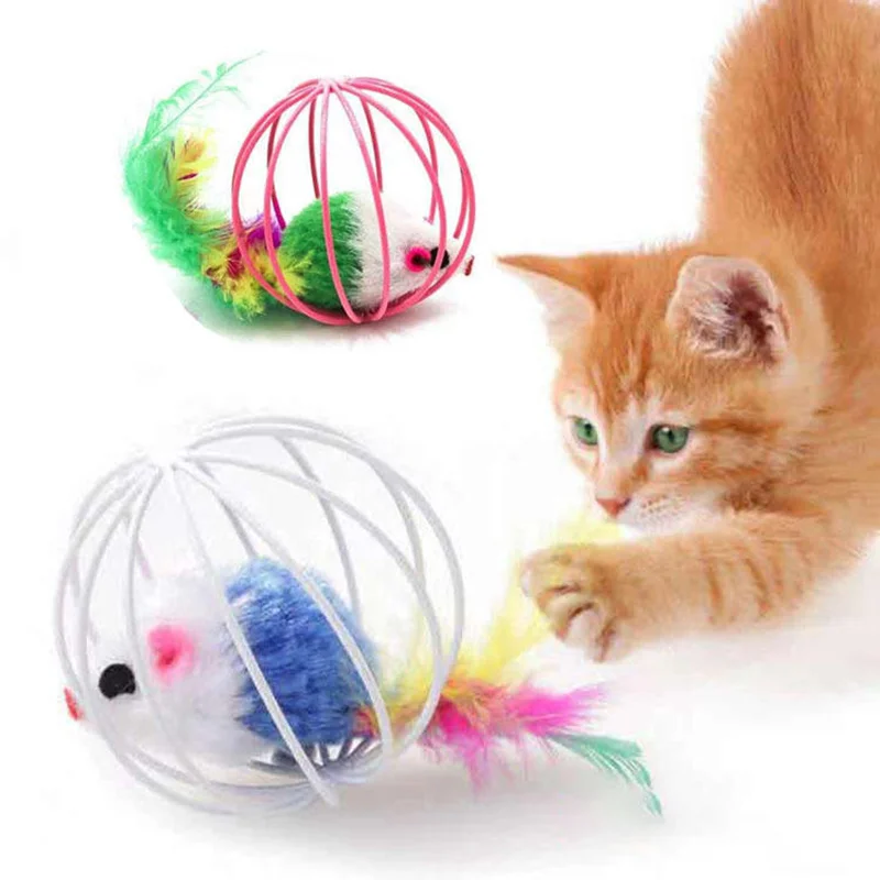 Popular Colorful Mouse in Cage Cat Toy Within Sand Interactive Chase Cat Mouse Toy 1005006966971167