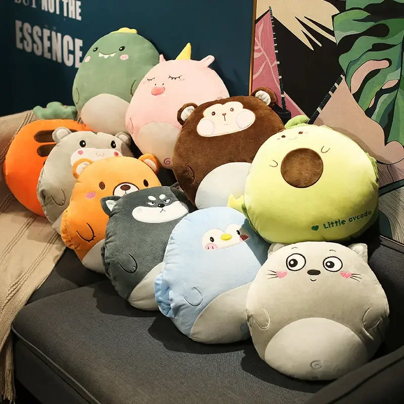 Cute Cushion Blanket 3 in1 Stuffed Hand Warmer Bag Cartoon Animal Pillow Blanket Home Car Travel 1005006969384598