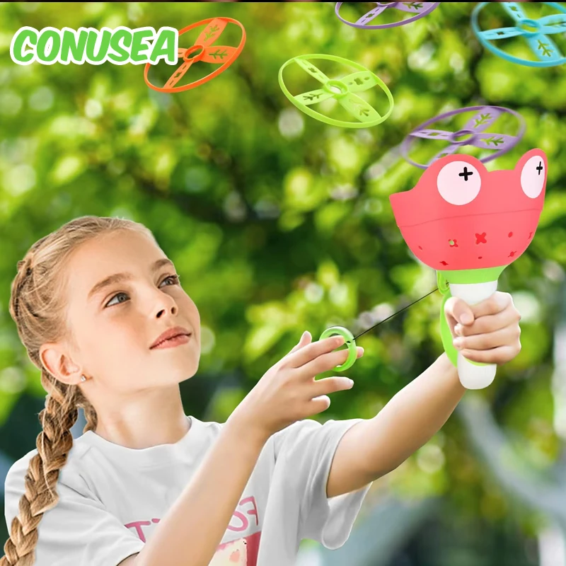 Puppy Flying Disc Launcher Frog Catches Toy Dog Doggy Outdoor Games Fly Disc Pull String Throw 1005006974239076