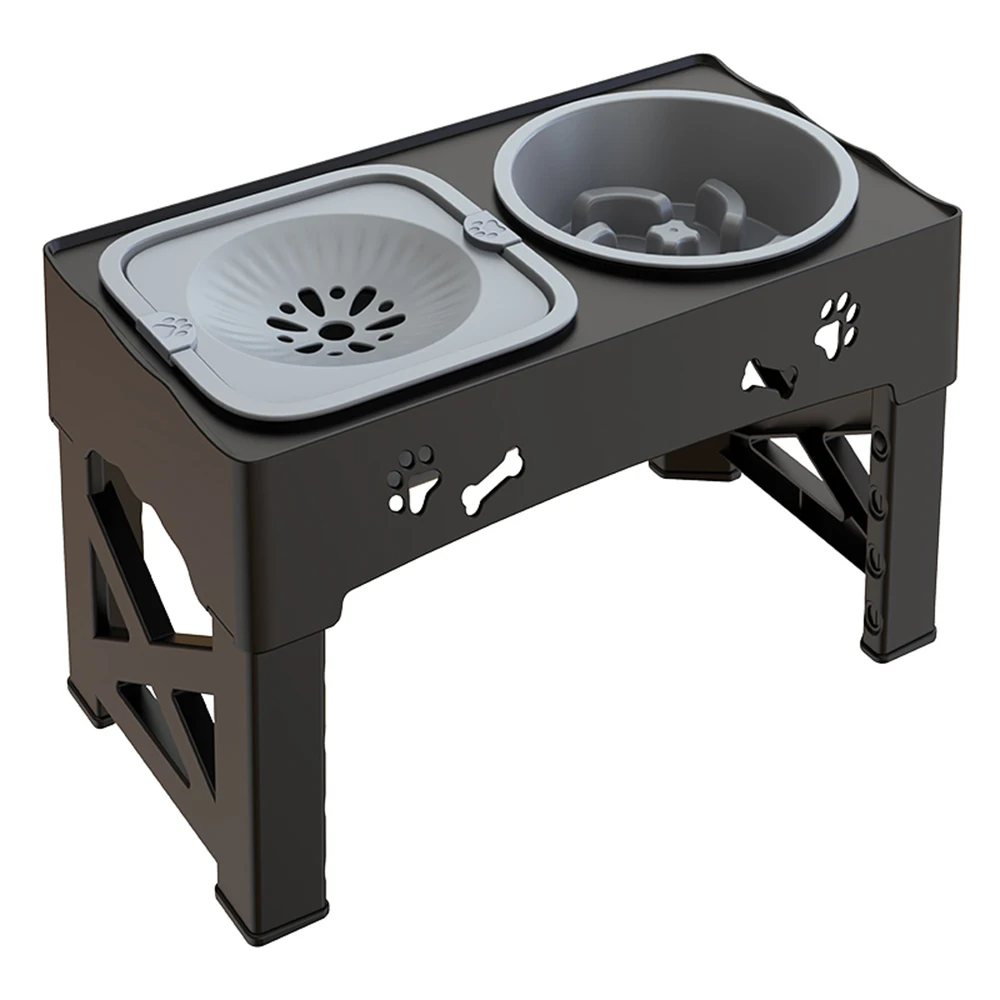 Pet Feeder Slow Feed Bowls Double Bowls Foldable with 5 Adjustable Height Suitable for Pets (3 in 1) 1005006975902669