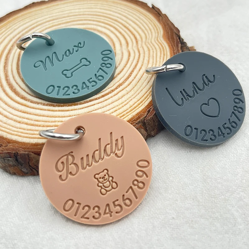 6 Colors Silicone Pet Anti-lost ID Tag Personalized Dog Tag Engraved Name Phone Number Custom 1005006983774733