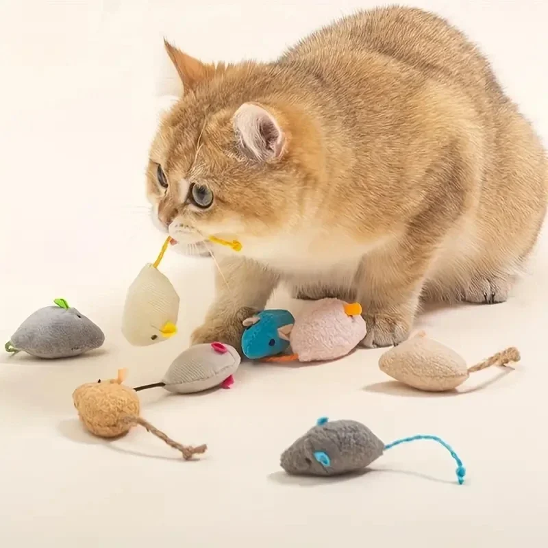 3/7PCS Interactive Plush Rat and Cat Toys with Durable Linen Perfect for Small Breeds Safe Indoor 1005006989192950