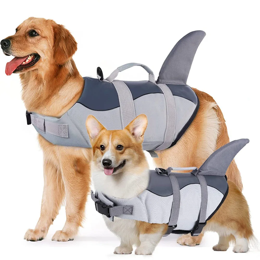 Shark Dog Life Jacket Swimming Vest Clothes Puppy Life Vest Collar Harness Medium and Large Dog 1005006991915120