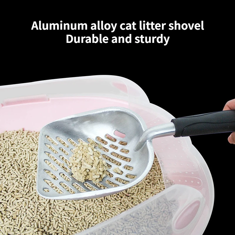 Cat Litter Shovel, Pet Cleaning and Picking Tool, Metal Long Handled Cat Manure Spoon 1005006994459012