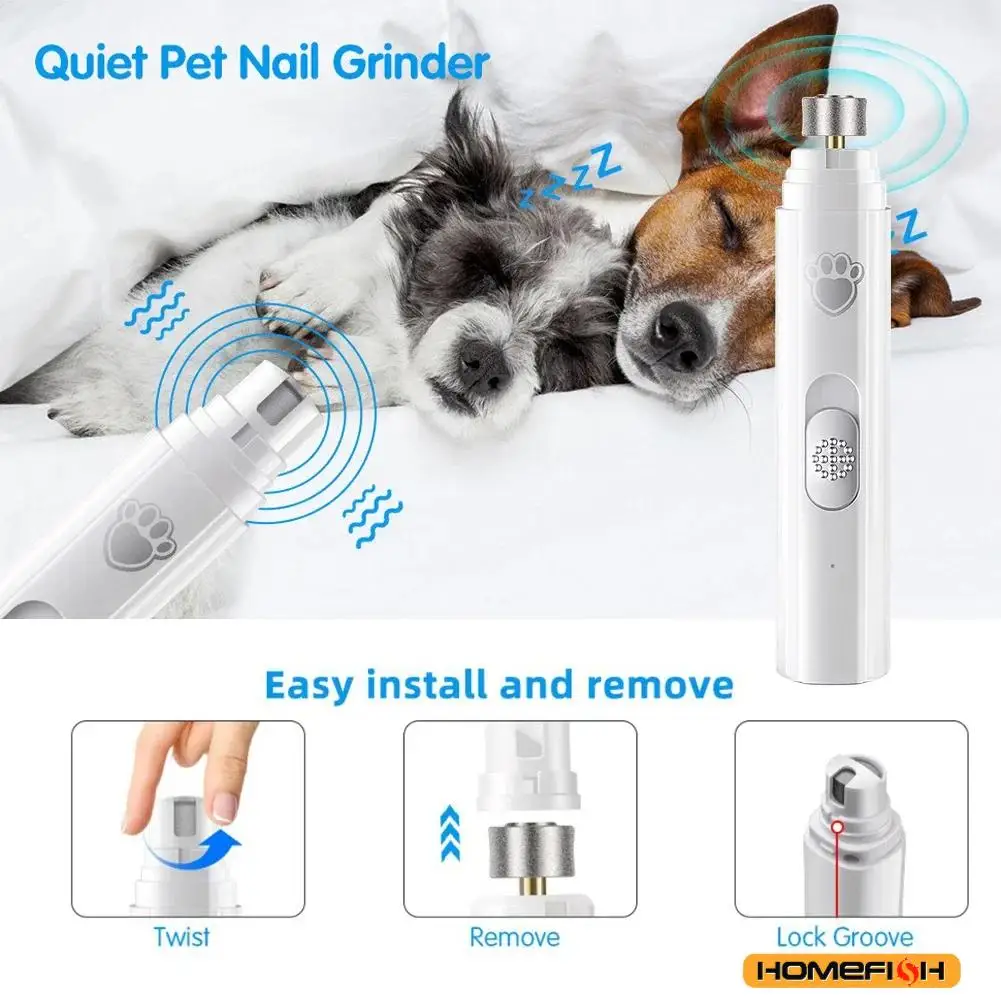 Electric Dog Nail Grinder Pet Clipper USB Rechargeable Trimmers Painless with Polisher Wheel 1005006996862023