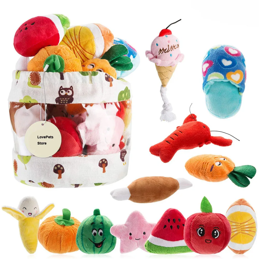 10/20/50 Pack Dog Squeaky Toys Plush Games Cute Plush Toys for Small Medium Dog Fleece Toys 1005006997344243