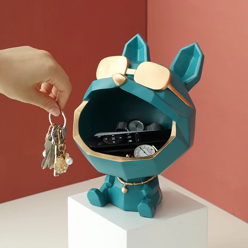 Dog Resin Sculpture Cool Dog Big Mouth Animal Statue for Decor with Storage Box for Key Holder Dog 1005007002252732