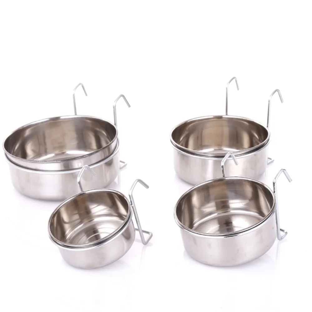 Cat Hanger Cage Cup Stainless Steel Pet Feeding Tools Stationary Dog Bowl Hanging Feeder Dish 1005007003313628