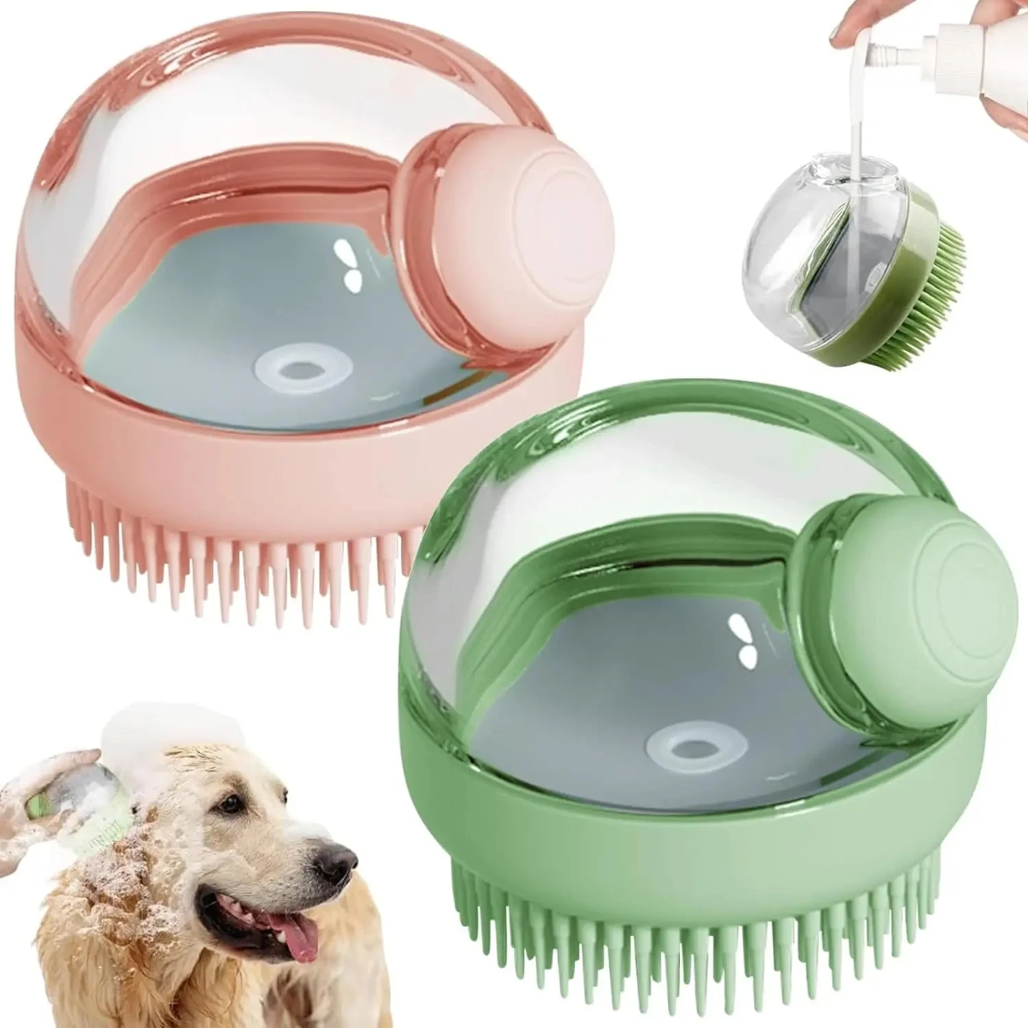 Dog Shower Brush Pet Dog Grooming Massage Bath Cleaning Brush with Shampoo Dispenser for Long Hair 1005007004794742