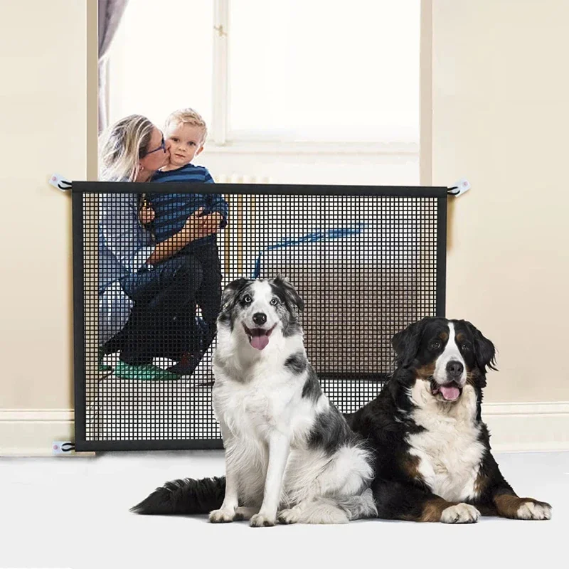 Pet Barrier Fence Portable Breathable Mesh Stairs Kitchen Entrance Indoor Gate Dogs Separation 1005007010710632