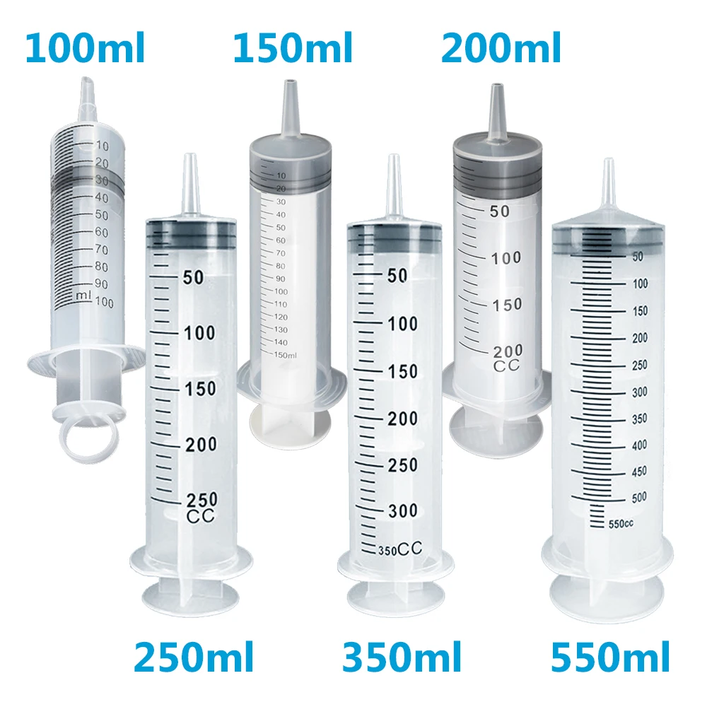 Large Capacity Syringes 50ml/100ml/150ml/200ml/250ml/350ml/550ml With 1M Hose Plastic Injector Pump 1005007013704268