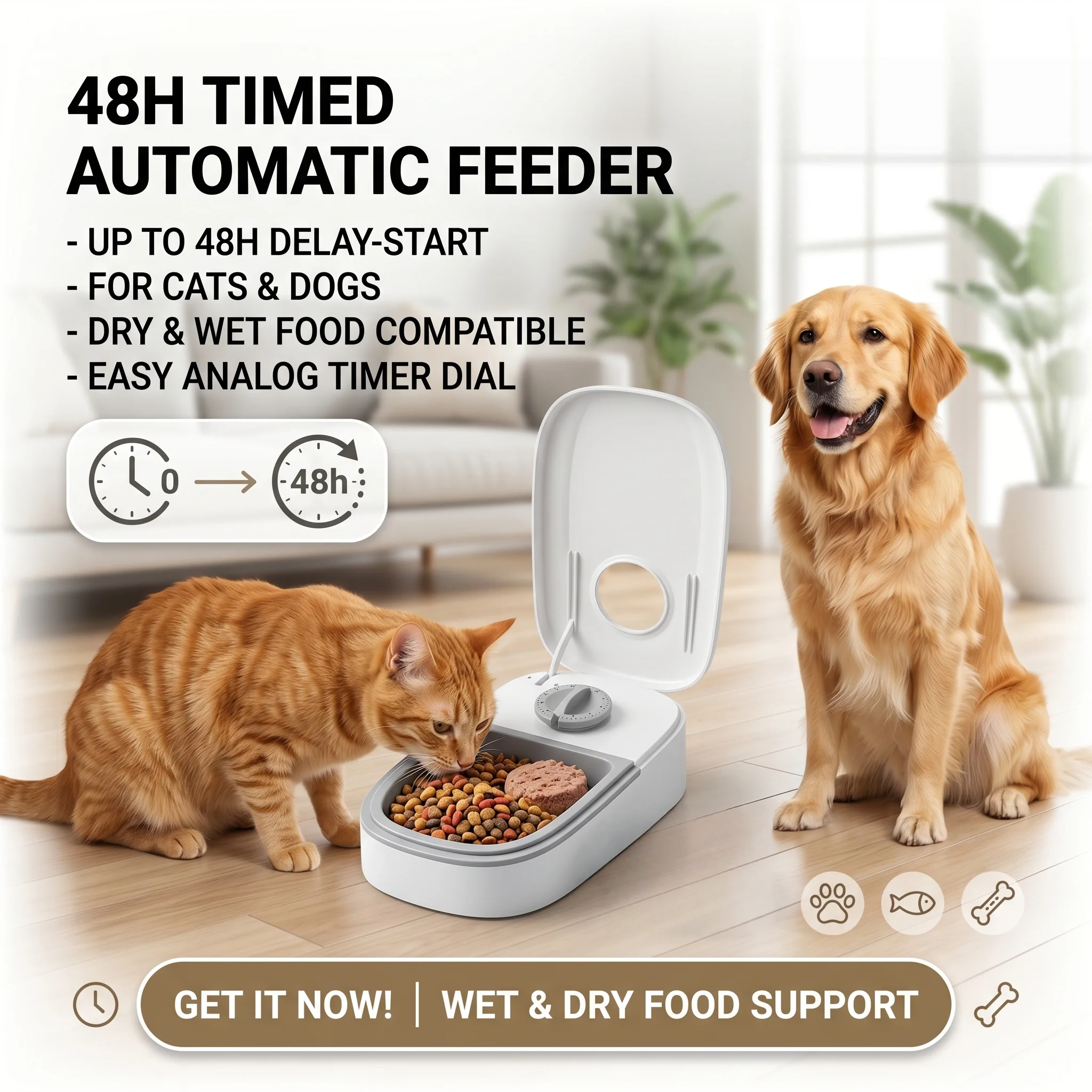 Single Automatic Pet Food Dispenser Bowl with Timer Cooling Wet Food Bowl for Dogs Cats 1005007026388474