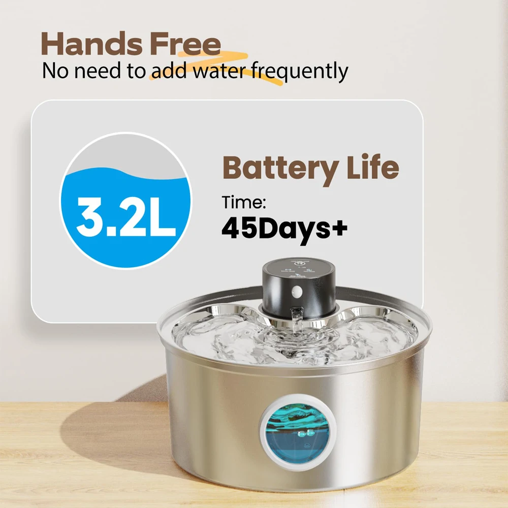 3.2L Recharge 5V USB Cat Water Fountain Automatic Sensor Stainless Steel Cat Dog Water Fountain 1005007048463004