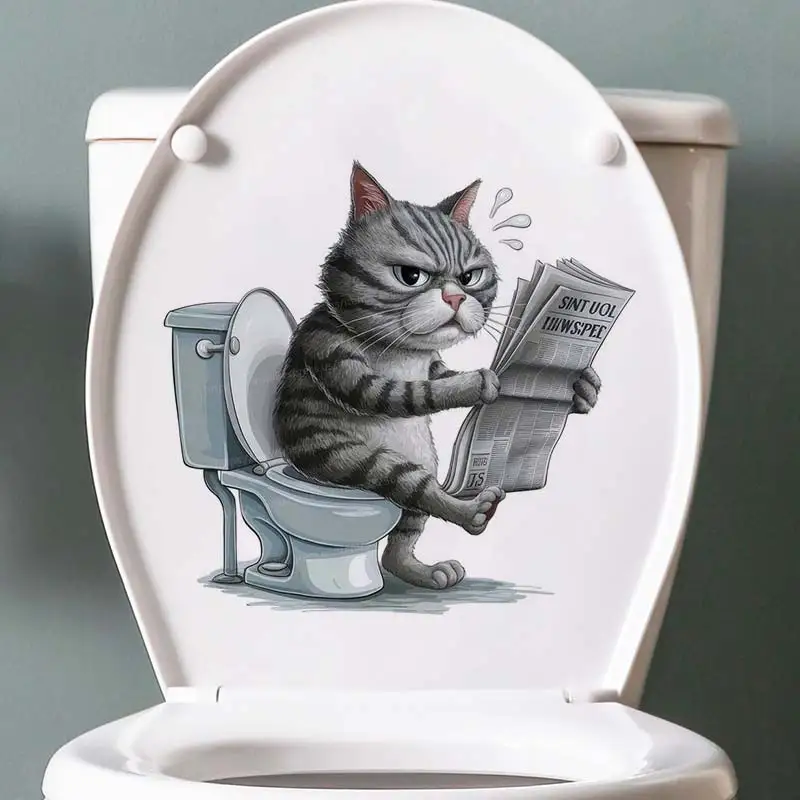 Funny Cat Dog Fox Tiger Animal on the Toilet Sticker Bathroom Toilet Cover Sticker Wall Sticker WC 1005007060755273