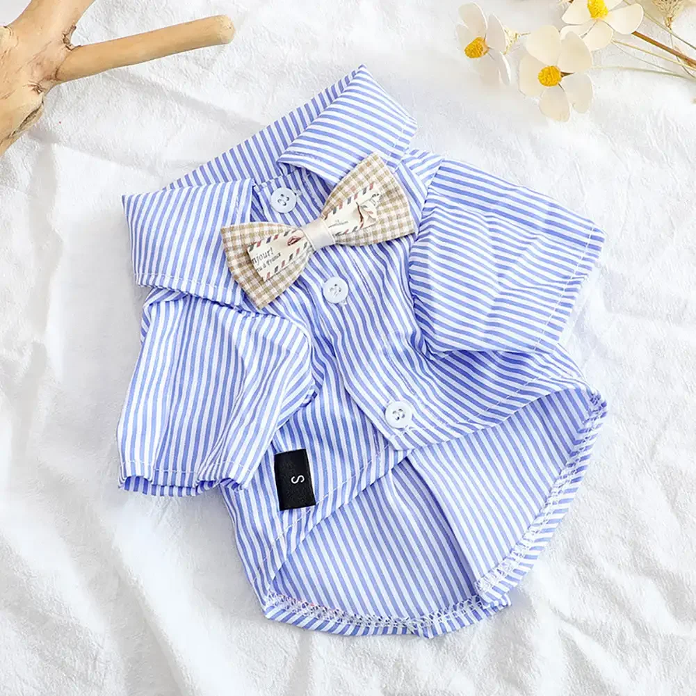 Pet Dog Clothes Bowknot Striped Shirts for Dogs Clothing Cat Small Thin Summer Blue Fashion Boy 1005007065278489