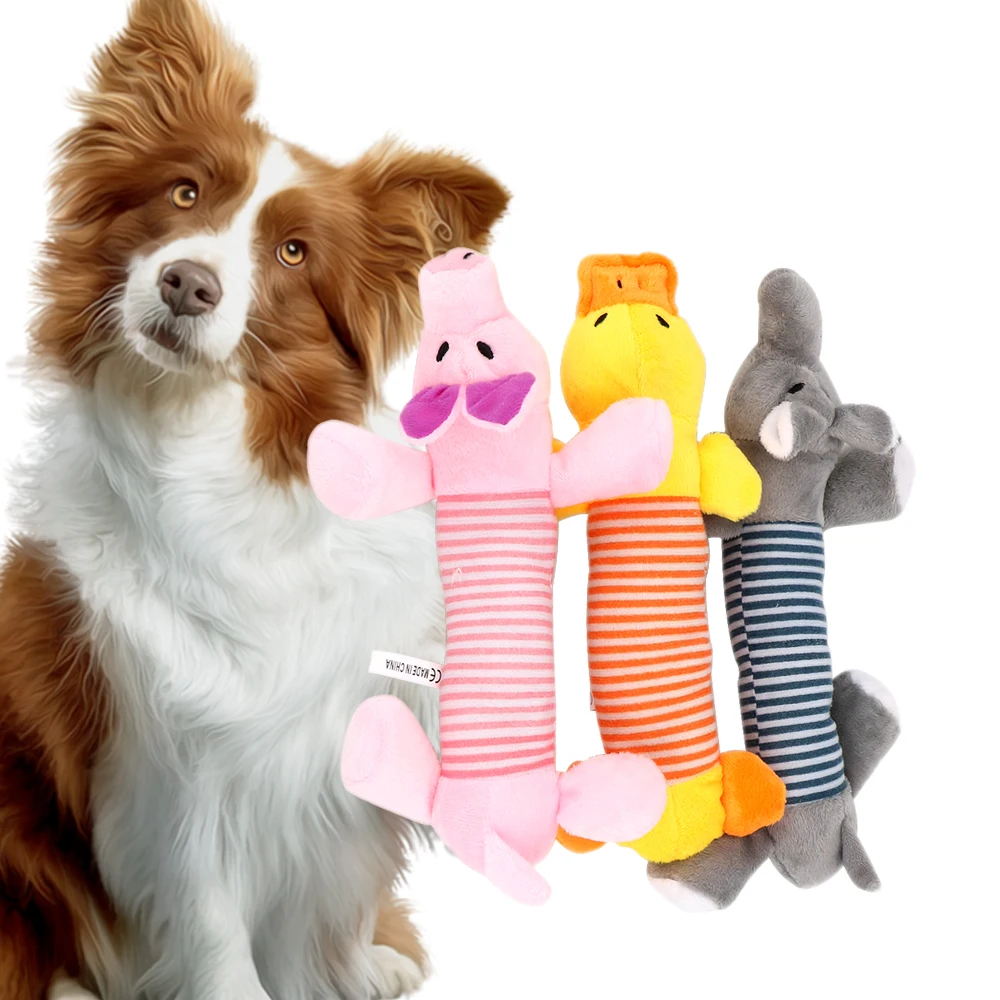 Fit for All Pets Squeak Chew Sound Dolls Dog Cat Fleece Toys Elephant Duck Pig Durability Pet Funny 1005007074589757