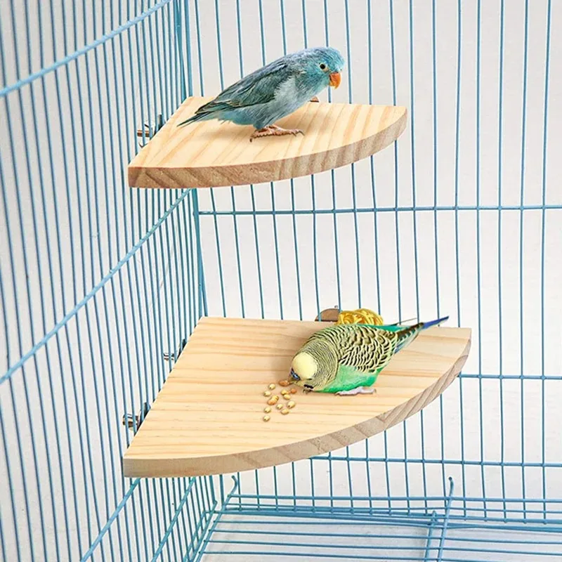 Parrot Bird Wood Perch Stand Platform Rectangle Fan-shaped Shelf Stand Board Parakeet Hamster 1005007081533078