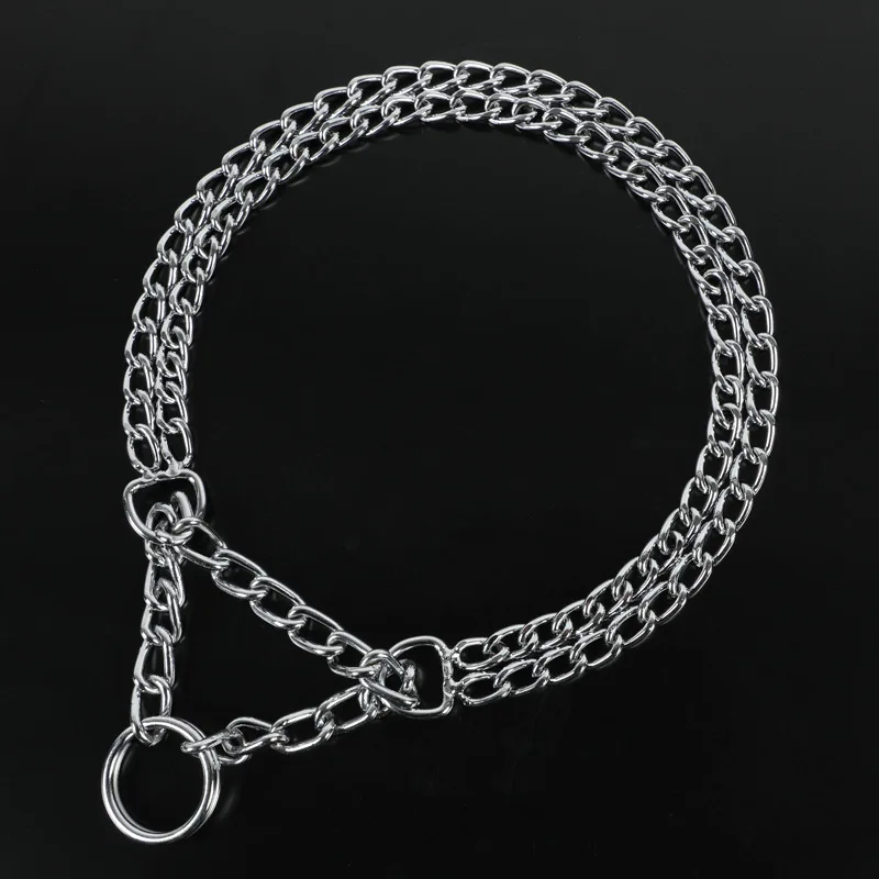 70cm Dog Collar Metal Adjustable Double Row Telescopic Chain Triple Ring Explosion-Proof Punch 1005007083104900