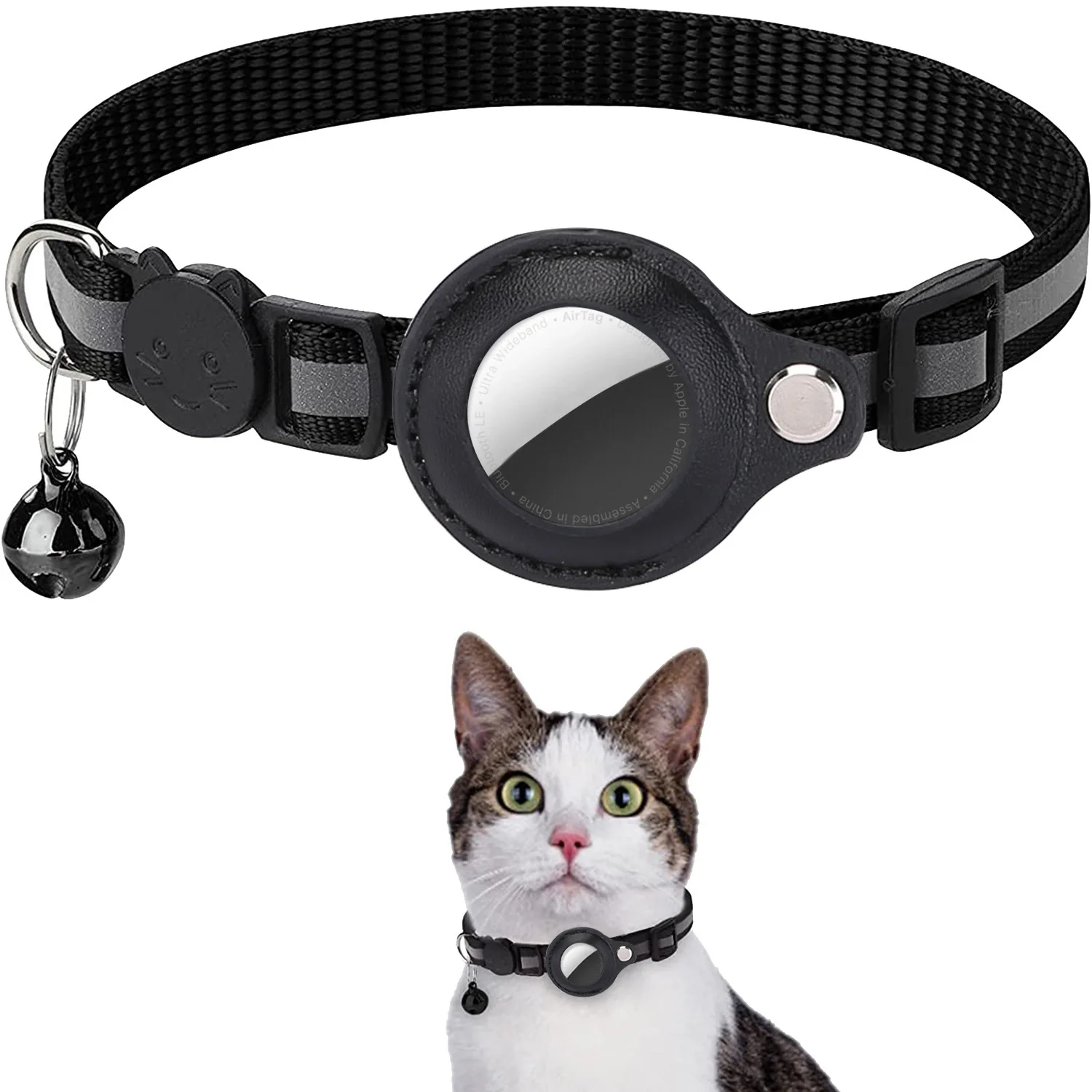 Cat AirTag Holder Collar Breakaway Reflective Strips Adjustable Kitten Collar Waterproof Cat Bell 1005007087681558