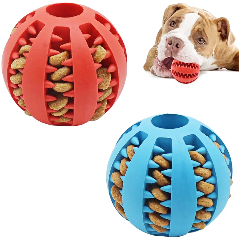 Dog Ball Toys for Small Dogs Interactive Elasticity Puppy Chew Toy Tooth Cleaning Rubber Food Ball 1005007088240296