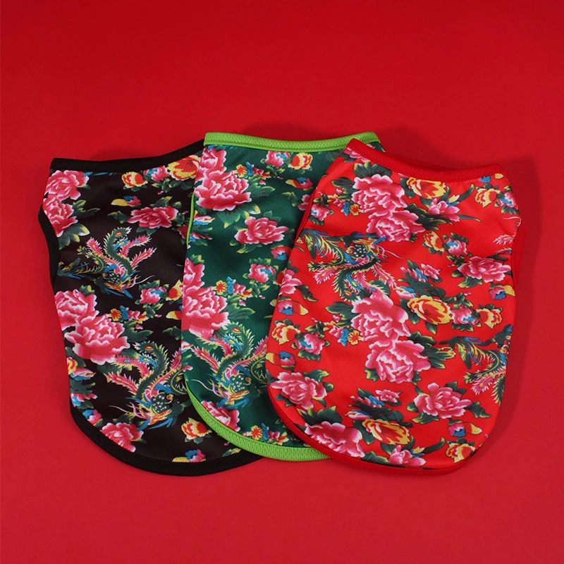 Dog Vest Summer Mesh Breathable Chinese Style Northestern China Dahlia Anti-Flying Hair Ultra Cool 1005007096772089