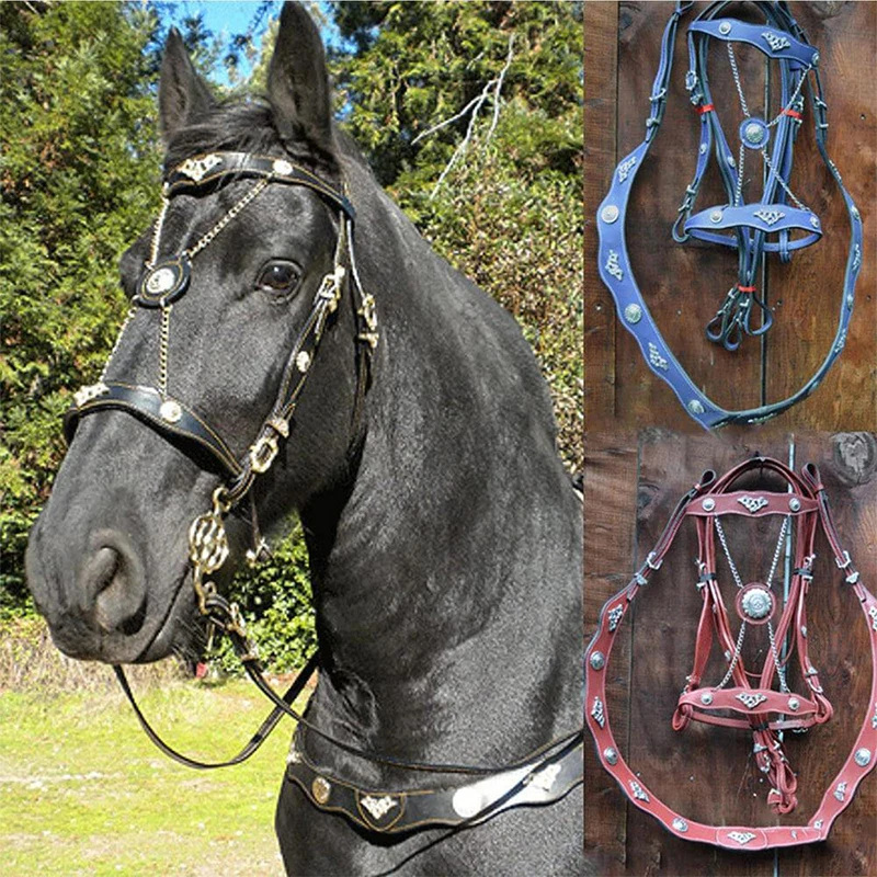Horse Halters And Lead Ropes PU Leather Halter And Lead Ropes Ergonomic Comfortable Unfettered 1005007107263020