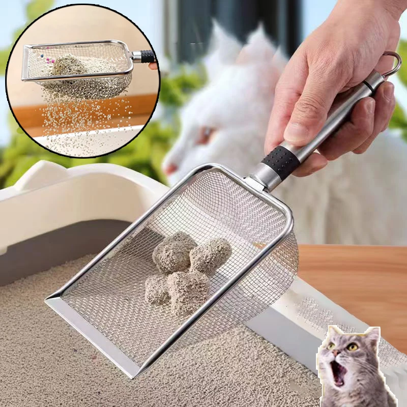 Cat Litter Scoops Pet Cleaning Tool Aluminum Alloy Cat Shovel For Cleaning Feces Fine Mesh Screen 1005007110420520