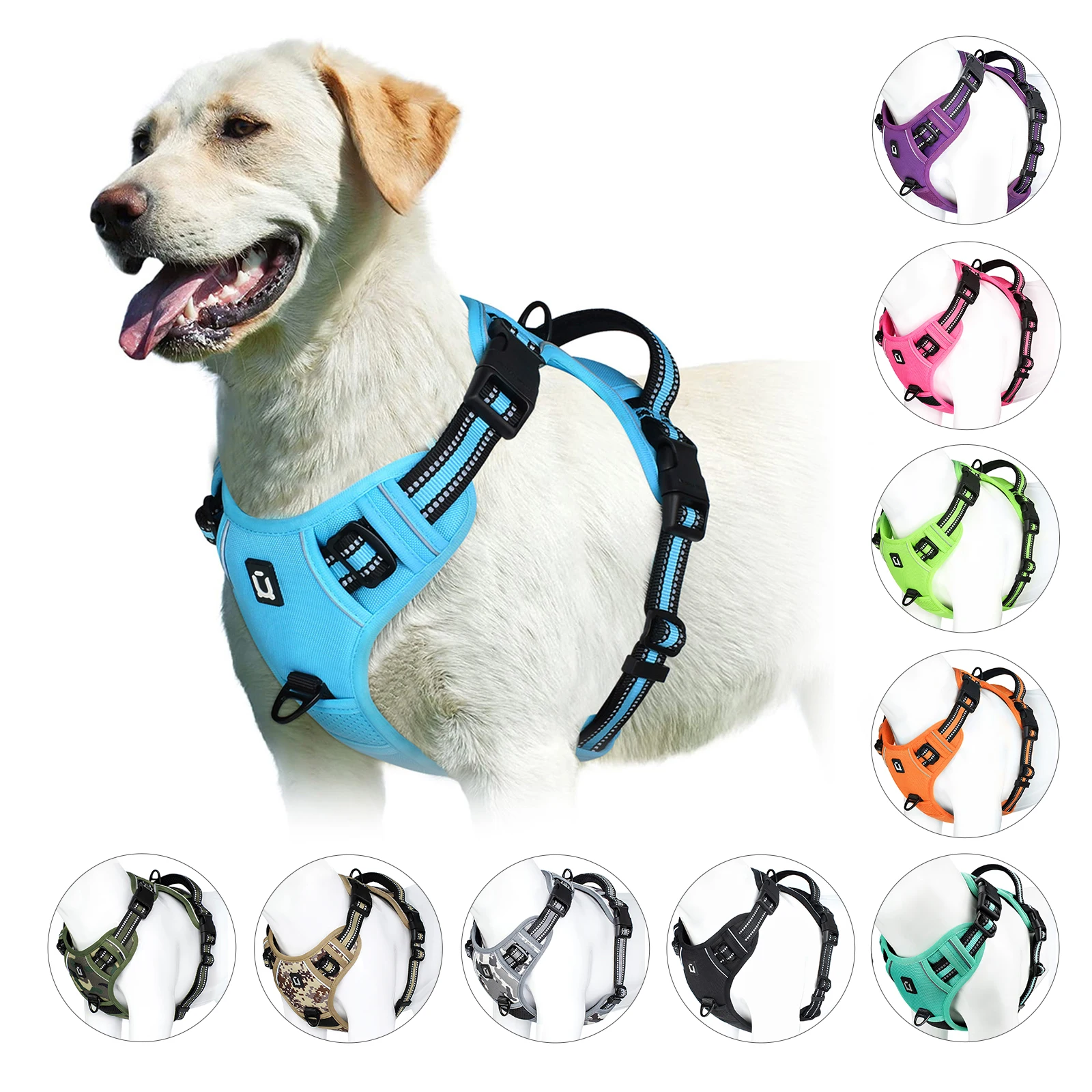 No Pull Dog Harness, Adjustable Soft Padded Pet Vest with Easy Control Handle 1005007123851690