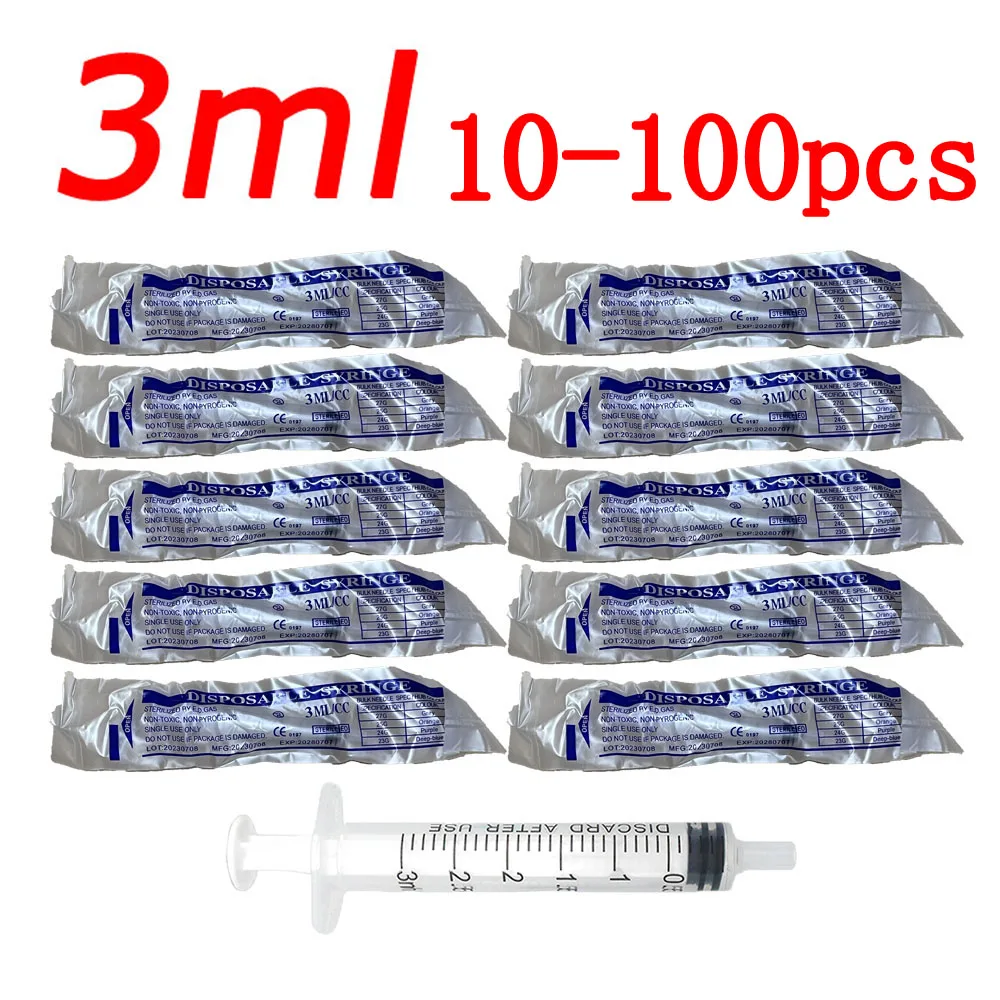 10/20/50/100Pcs 3ML Small Syringe Without Needles Analyze Disposable Nutrient Plastic Syring 1005007126370145
