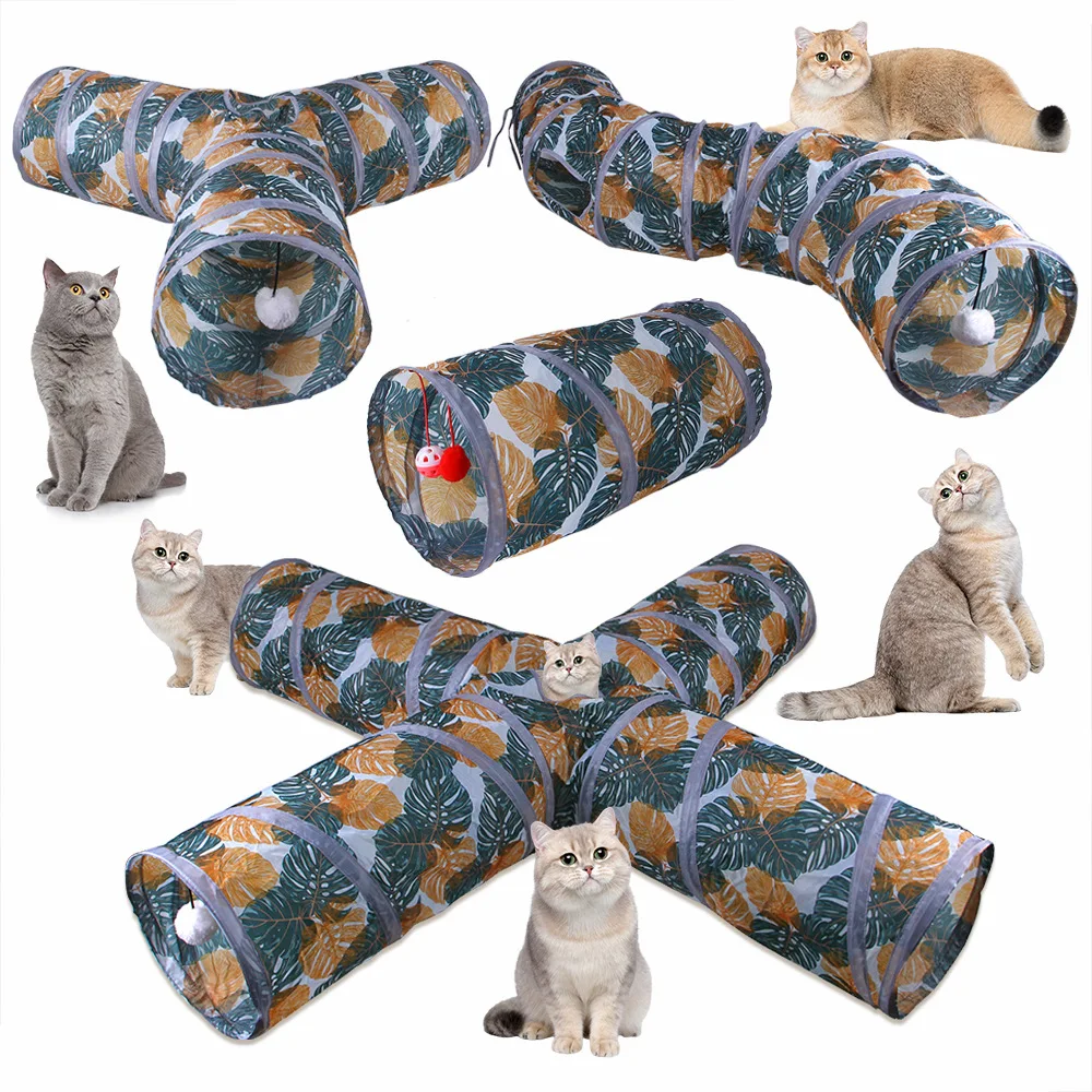 Cat Tunnel Pet Supplies S T Pass Play Tunnel Foldable Cat Tunnel Cat Toys Breathable Drill Barrel 1005007129302600