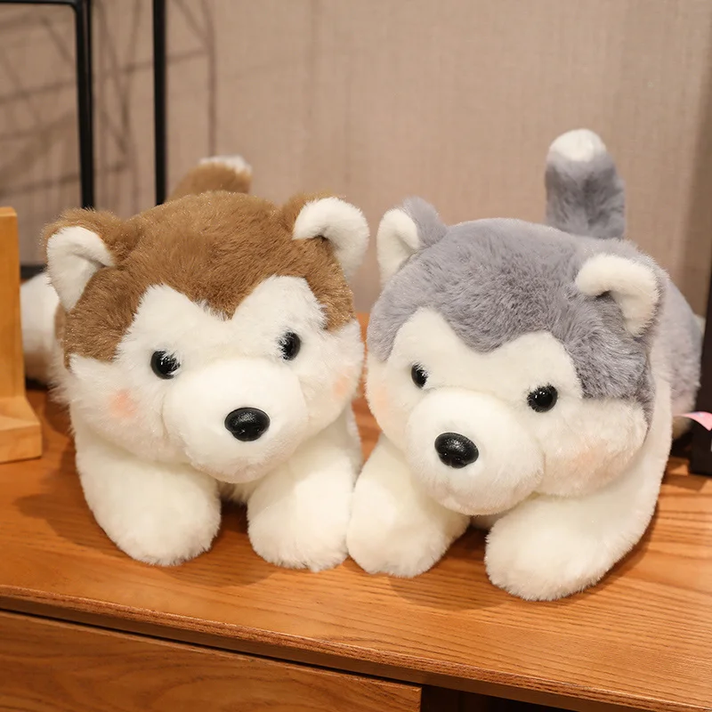 30/40CM Cute Husky Dog Plush Toy Stuffed Animal Soft Kawaii Lying Brown Pet Puppy Pillow Doll Toys 1005007129440333