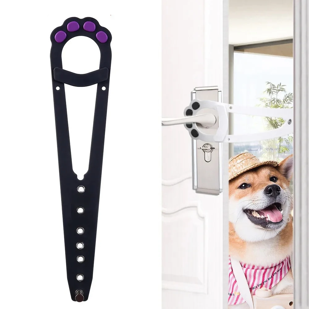 1pc Black Pet Cat Door Holder Latch Prevents Dogs Enter Adjustable Elastic Gate Lock 1005007135655965