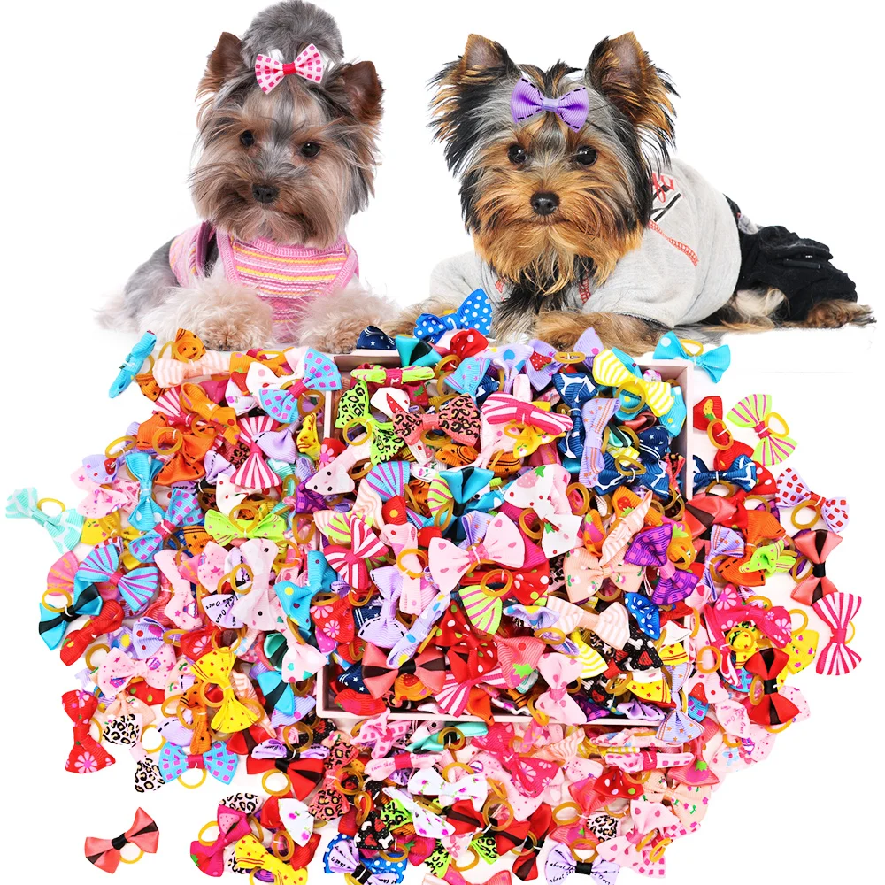 30PCS Dog Bow With Rubber Band Dog Hair Accessories Handmade Movable Puppy Bows For Dogs and Cats 1005007136265200