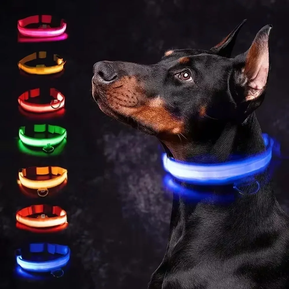 LED Glowing Dog Collar Adjustable Flashing Rechargea Luminous Collar Night Anti-Lost Dog Light 1005007137387516