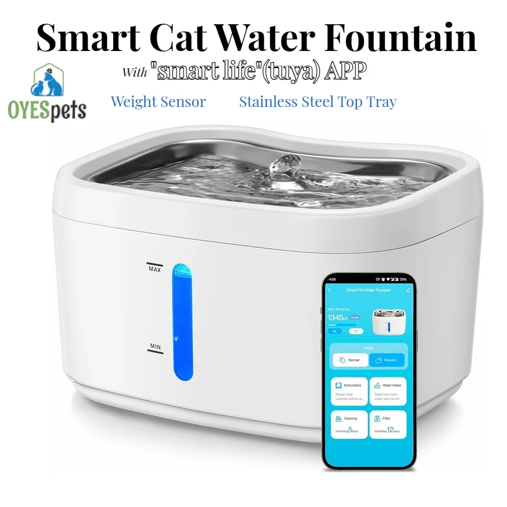 Cat Water Fountain with APP Wireless Connected 84oz/2.5L Automatic Pet Water Fountain with 1005007159500350
