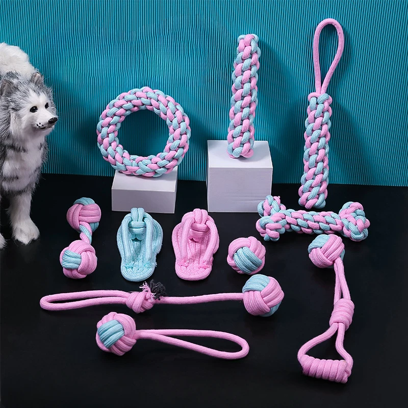 Cotton Rope Teething Dog Toy Vent Bite Resistant Toy Rope Knot Pet Cotton Rope Toy Set Pet Toy 1005007161676925