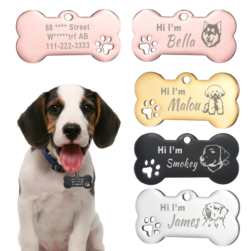 Pet ID Tag Personalized Free Engraved Keychain for Ctue Dog Cat Name Tag Pendant Keyring Bone Paw 1005007168472938