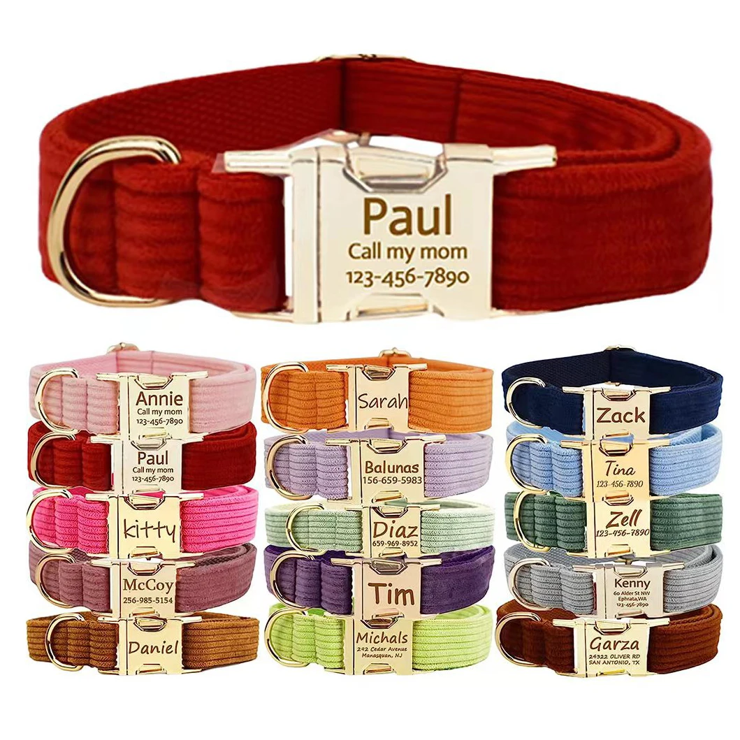 Personalized Dog Collar Name Custom ID Tag Collar Free Engraved Metal Buckle Soft Collars for Small 1005007193228467