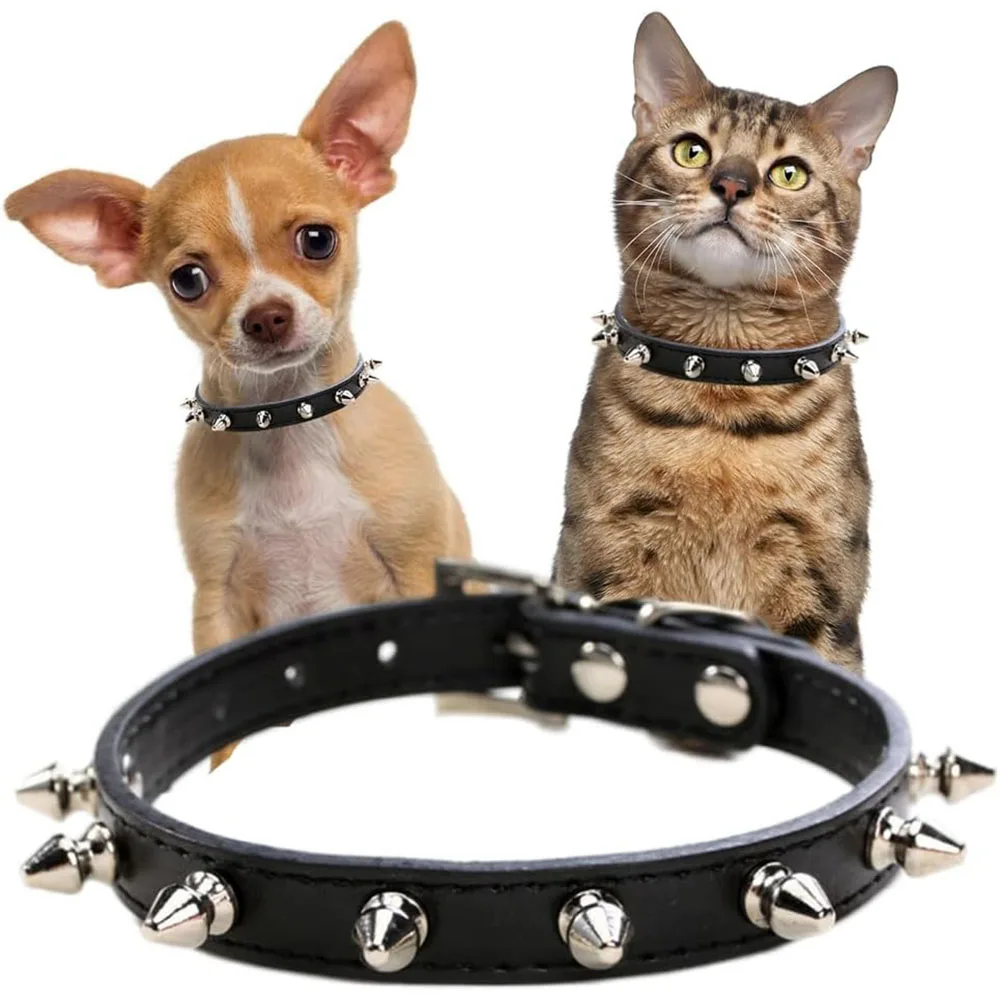 Dog Collars for Small Dogs Spike Rivet Pu Leather Studded Spiked Puppy Collar for Small Breed Pet 1005007197623229