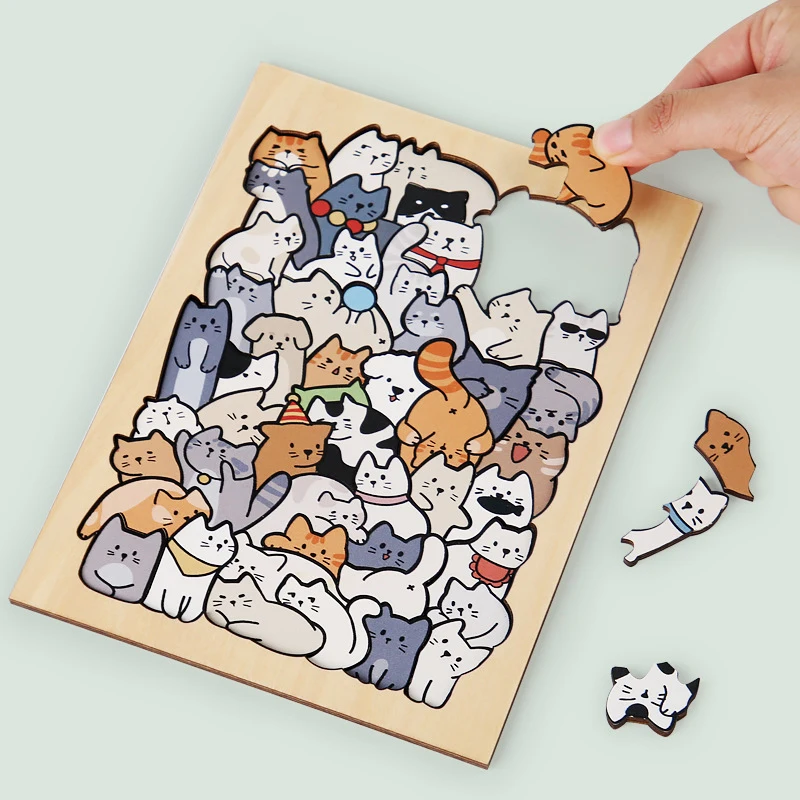Kids Creative Animal Shape Puzzles Table Games Dog Cat Panda Stacked Puzzle Brain Games Montessori 1005007204925297