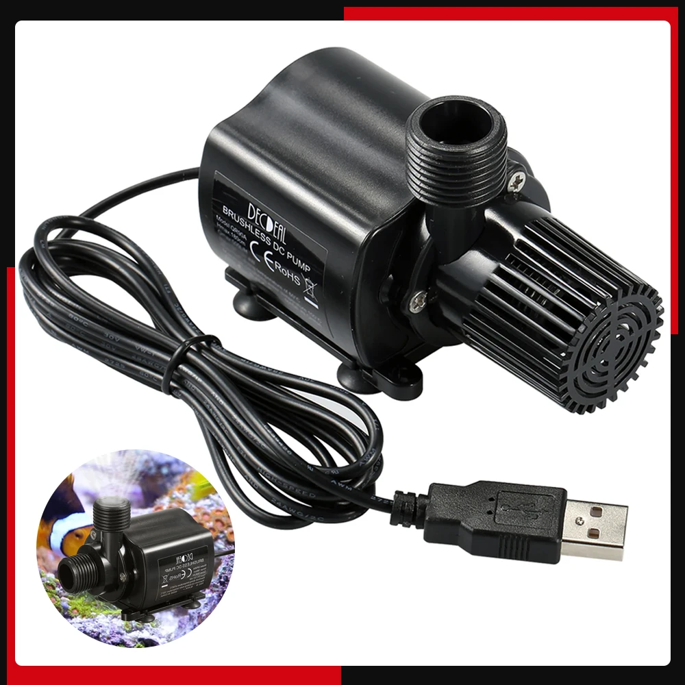 500L/H 4W 12V Aquarium Pump USB Fish Tank Submersible Water Pump Brushless Waterproof Fountain Pump 1005007208568486