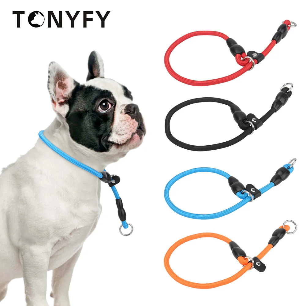 Braided Dog Collar, No Pull Training Dog Collar Round P-Collar, Slip Collars with Slidable Stop Ring 1005007209776620