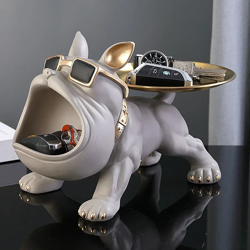 30cm/11.8inch Home Decor Bulldog Figurine Dog Statue Key Storage Box Animal Ornament Resin Craft 1005007212670345