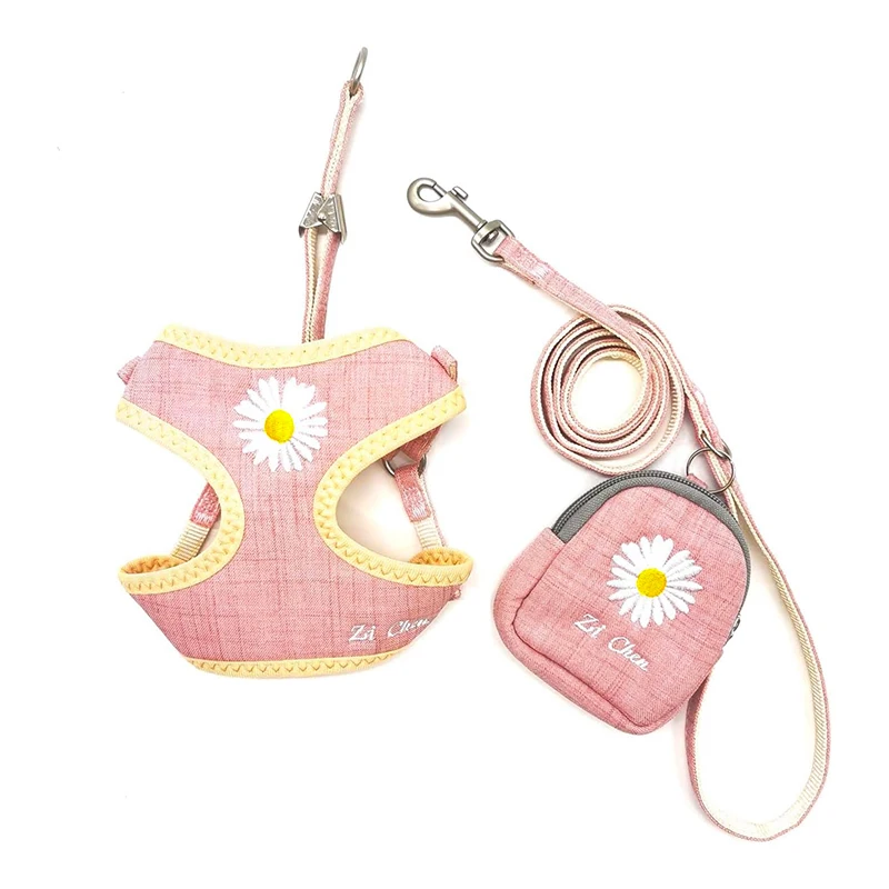 Cute Small Dog Harness and Leash Set with Snack Hanging Bags No Pull Daisy Dog Vest Harness Soft 1005007218987163
