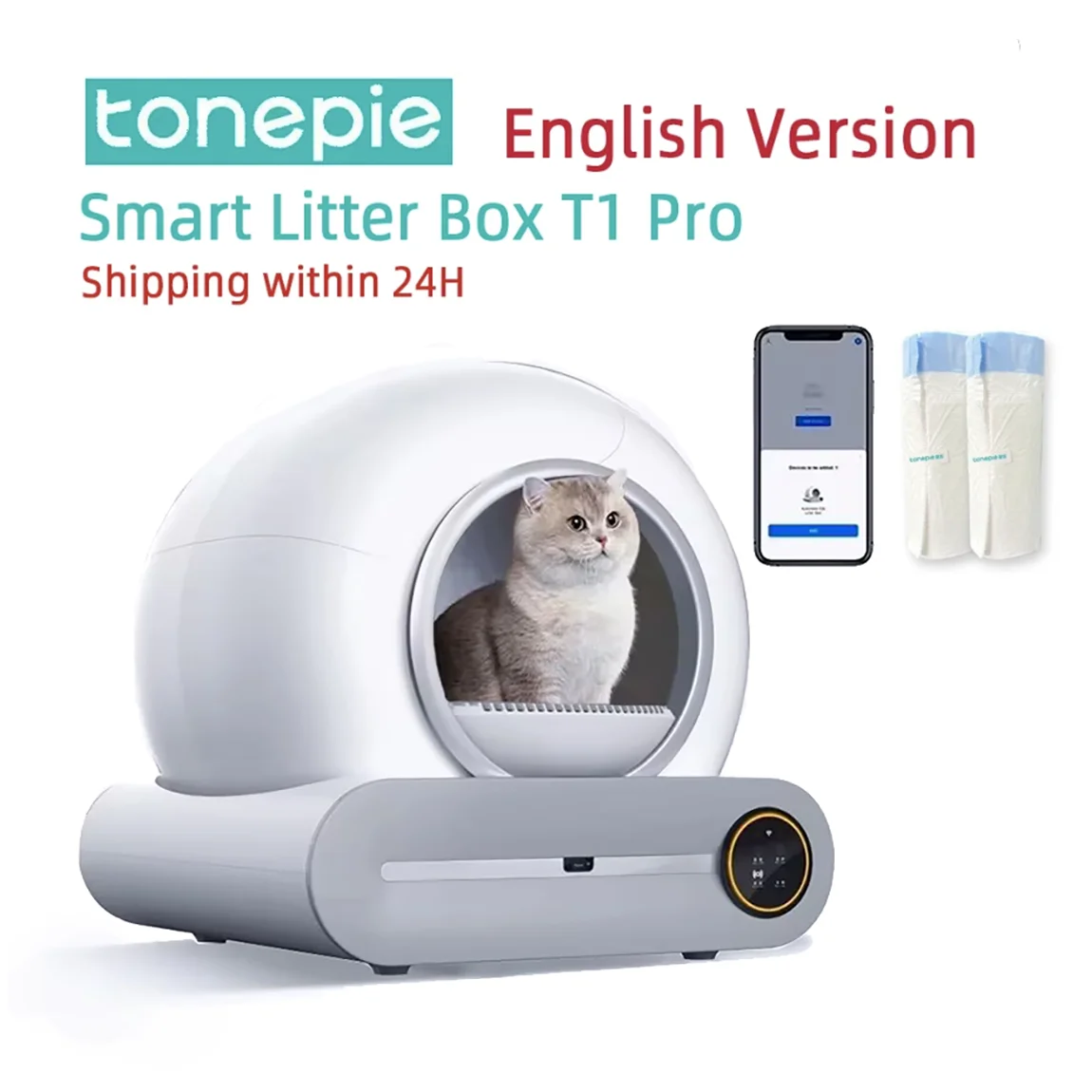 Tonepie 65L Automatic Smart Cat Litter Box Self Cleaning Fully Enclosed Cat Litter Box Pet Toilet 1005007219023022