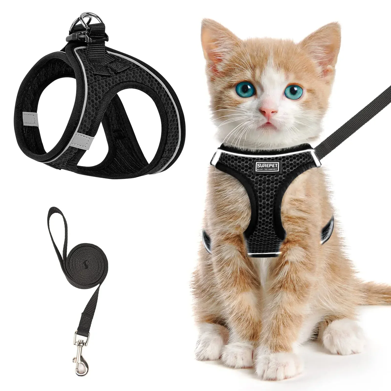 Cat Harness and Leash for Walking, Escape Proof, Adjustable Kitten Vest, Reflective Soft Mesh 1005007222877758
