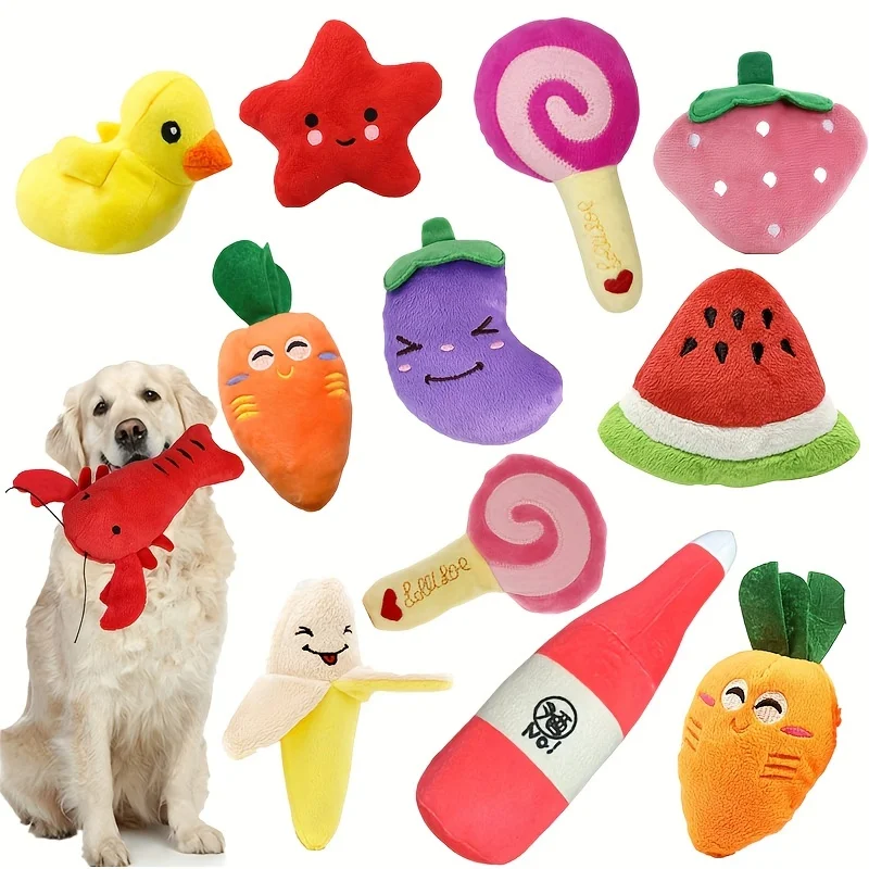10pcs Pet Teething Toys Puppy Chew Toys Puppy Teething Toys Stuffed Plush Puppy Dog Toys Squeaky 1005007226387108