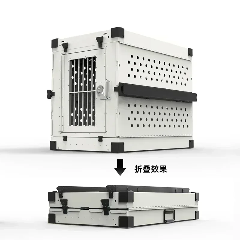 Heavy Duty Fully Collapsible Dog Crate Aluminium Alloy Medium and Large Dog Crate Folding Pet Car 1005007228727314